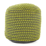 Rococco Handcrafted Modern Water-Resistant Fabric Ottoman Pouf, Green Noble House
