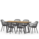 Renata Outdoor Wood and Resin 7 Piece Dining Set