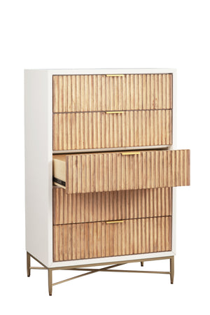 Larsen Chest - Elegant White Mahogany Design with Gold Accents, Felt Lined Drawer & Smooth Glides