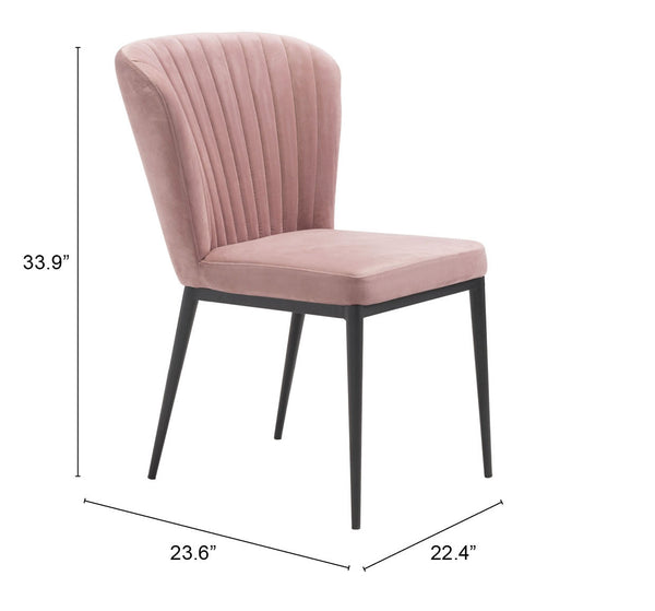 Zuo Modern Tolivere 100% Polyester, Plywood, Steel Modern Commercial Grade Dining Chair Set - Set of 2 Pink, Black 100% Polyester, Plywood, Steel