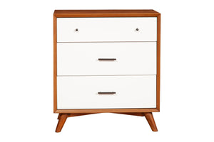 Alpine Furniture Flynn 3 Drawer Two Tone Small Chest, Acorn/White 999-04 Acorn & White Mahogany Solids & Okoume Veneer 32 x 18 x 36