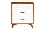 Flynn 3 Drawer Two Tone Small Chest, Acorn/White