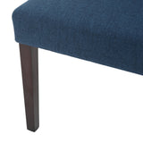 Rory Contemporary Fabric Wingback Dining Chair, Navy Blue and Brown Noble House