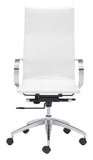 Zuo Modern Glider 100% Polyurethane, Plywood, Steel, Aluminum Alloy Modern Commercial Grade High Back Office Chair White, Silver 100% Polyurethane, Plywood, Steel, Aluminum Alloy