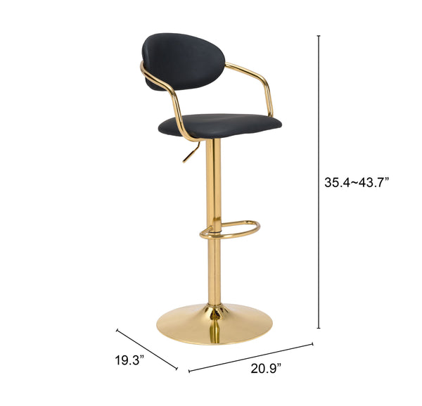 Zuo Modern Gusto 100% Polyurethane, Plywood, Steel Modern Commercial Grade Barstool Black, Gold 100% Polyurethane, Plywood, Steel