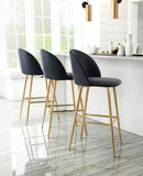 Zuo Modern Cozy 100% Polyester, Plywood, Steel Modern Commercial Grade Barstool Black, Gold 100% Polyester, Plywood, Steel