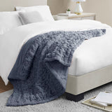 Madison Park Ruched Fur Glam/Luxury 100% Polyester Machine Ruched Solid Long Fur Throw MP50-8107