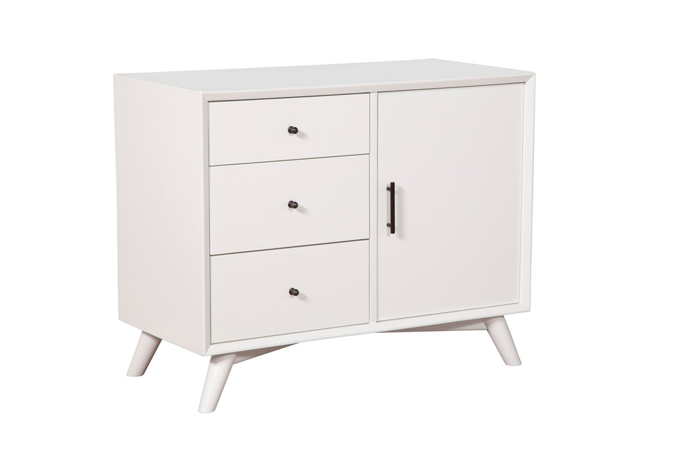 Alpine Furniture Flynn Accent Cabinet, White 966-W-14 White Mahogany Solids & Okoume Veneer 40 x 19 x 32