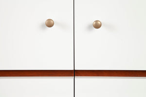 Alpine Furniture Dakota TV Console 1974-10 White with Acorn Accents Mahogany Solids & Veneer 64.5 x 18 x 28.5