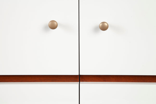 Alpine Furniture Dakota TV Console 1974-10 White with Acorn Accents Mahogany Solids & Veneer 64.5 x 18 x 28.5