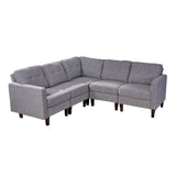 Delilah Mid Century Modern Sectional Sofa Set, Gray Tweed