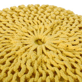 Nahunta Modern Knitted Cotton Round Pouf, Yellow Noble House