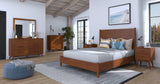Alpine Furniture Flynn Mid Century Modern California King Panel Bed, Acorn 966-07CK Acorn Mahogany Solids & Okoume Veneer 77 x 90 x 52