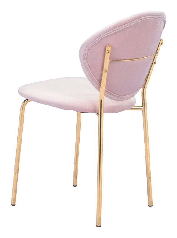 Zuo Modern Clyde 100% Polyester, Plywood, Steel Modern Commercial Grade Dining Chair Set - Set of 2 Pink, Gold 100% Polyester, Plywood, Steel