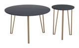 English Elm EE2662 MDF, Steel Modern Commercial Grade Accent Table Set Black, Gold MDF, Steel