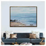 Sagebrook Home Contemporary 47x35 Ocean Hand Painted Canvas, Blue 70184 Blue Polyester Canvas