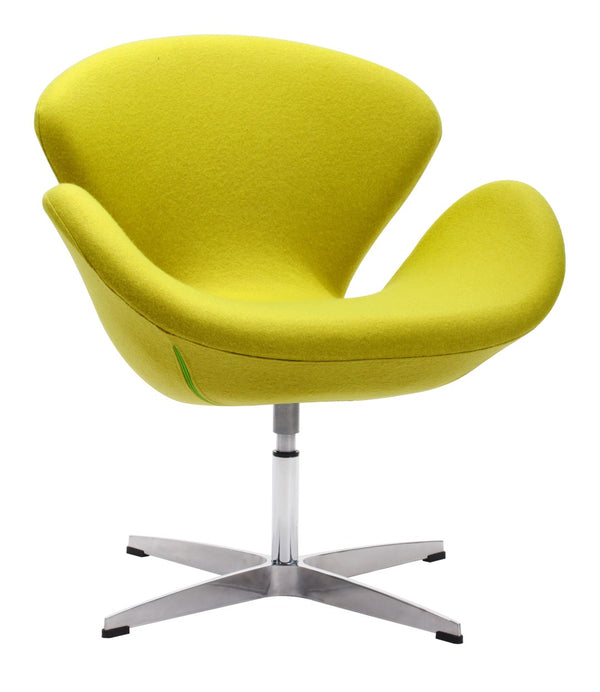 Zuo Modern Pori 100% Polyester, Steel Modern Commercial Grade Occasional Chair Green, Silver 100% Polyester, Steel