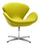 Zuo Modern Pori 100% Polyester, Steel Modern Commercial Grade Occasional Chair Green, Silver 100% Polyester, Steel