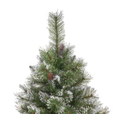 7.5-foot Cashmere Pine and Mixed Needles Unlit Hinged Artificial Christmas Tree with Snow and Glitter Branches and Frosted Pinecones