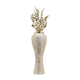 Sagebrook Home Contemporary Glass, 43"h Vase W/ Aluminum Top, White/gold 16770-02 White/gold Glass