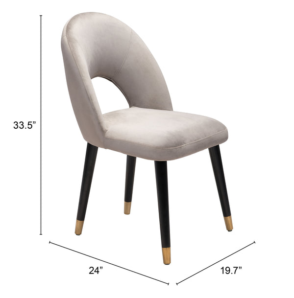 Zuo Modern Miami 100% Polyester, Plywood, Steel Modern Commercial Grade Dining Chair Set - Set of 2 Gray, Black, Gold 100% Polyester, Plywood, Steel