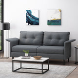 Resaca Contemporary 3 Seater Sofa, Charcoal and Dark Brown Noble House