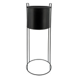 Sagebrook Home Contemporary Metal Set of 3 -  8/10/12" Round Planters W/ Stand, Black 16319 Black Iron