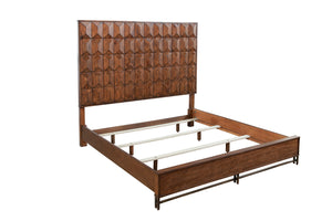 Trig Queen Panel Bed – A Striking Urban Design with Oversized Headboard & Bronze Accents, Mahogany Finish