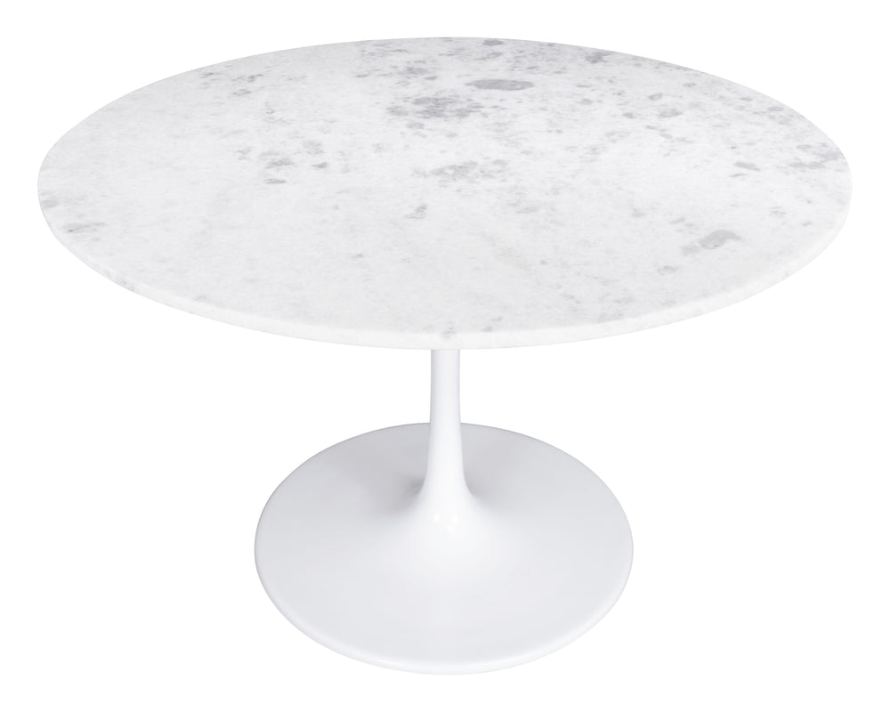 Zuo Modern Phoenix Marble, MDF, Iron, Aluminum Modern Commercial Grade Dining Table White Marble, MDF, Iron, Aluminum