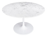 Zuo Modern Phoenix Marble, MDF, Iron, Aluminum Modern Commercial Grade Dining Table White Marble, MDF, Iron, Aluminum