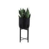 Sagebrook Home Contemporary Set of 3 -  Metal Planters On Stand 40/30/20"h, Black 14630-04 Silver Metal