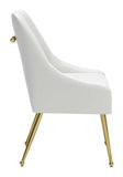 Zuo Modern Madelaine 100% Polyurethane, Plywood, Steel Modern Commercial Grade Dining Chair White, Gold 100% Polyurethane, Plywood, Steel