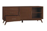 Alpine Furniture Flynn Large TV Console, Walnut 966WAL-10 Walnut Mahogany Solids & Veneer 64 x 19 x 27