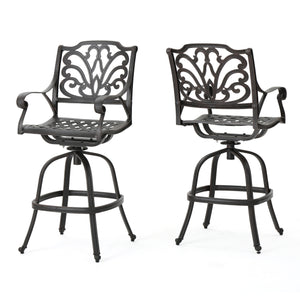 Alfresco Outdoor Bronze Finished Cast Aluminum Barstools Noble House