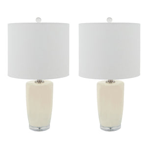 Sagebrook Home Transitional Set of 2 -  Ceramic 25" Table Lamps, Cream 50644-02 Ivory/beige Ceramic