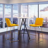 Zuo Modern Mode 100% Polyurethane, Plywood, Steel Modern Commercial Grade Barstool Set - Set of 2 Yellow 100% Polyurethane, Plywood, Steel