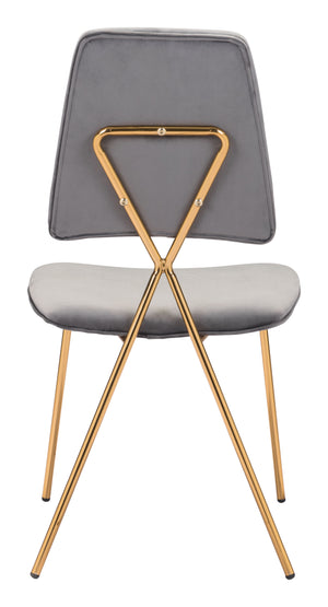 Zuo Modern Chloe 100% Polyester, Plywood, Steel Modern Commercial Grade Dining Chair Set - Set of 2 Gray, Gold 100% Polyester, Plywood, Steel