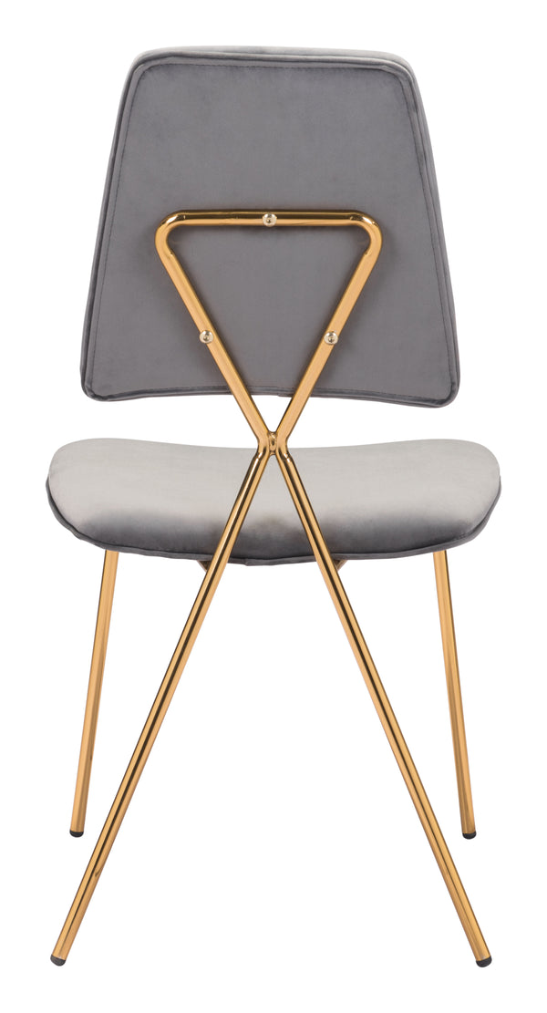 Zuo Modern Chloe 100% Polyester, Plywood, Steel Modern Commercial Grade Dining Chair Set - Set of 2 Gray, Gold 100% Polyester, Plywood, Steel