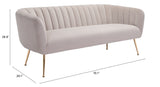 Zuo Modern Deco 100% Polyester, Plywood, Stainless Steel Modern Commercial Grade Sofa Beige, Gold 100% Polyester, Plywood, Stainless Steel