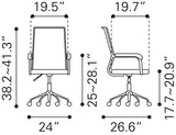 Zuo Modern Liderato 100% Polyurethane, Plywood, Steel Modern Commercial Grade Office Chair Brown, Silver 100% Polyurethane, Plywood, Steel