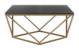 English Elm EE2711 Marble, MDF, Iron Modern Commercial Grade Coffee Table Black, Antique Brass Marble, MDF, Iron