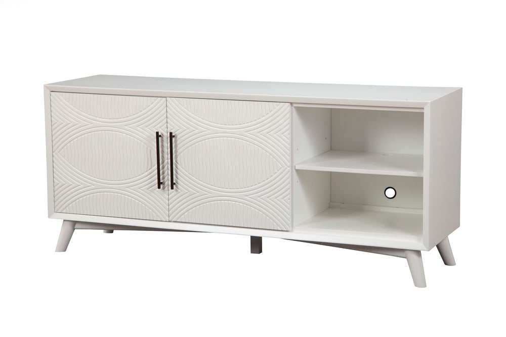 Alpine Furniture Tranquility TV Console, White 1867-10 White Mahogany Solids & Veneer 64 x 18 x 28