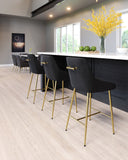 Zuo Modern Madelaine 100% Polyester, Plywood, Steel Modern Commercial Grade Counter Stool Black, Gold 100% Polyester, Plywood, Steel