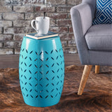 Noble House Lilac Outdoor 12" Blue Iron Side Table