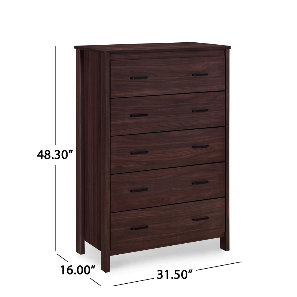 Noble House Olimont Contemporary 5 Drawer Chest, Walnut