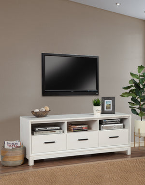 Nova TV Console in Elegant Chalk White - Fully Assembled Mahogany with Dovetail Drawers & More!