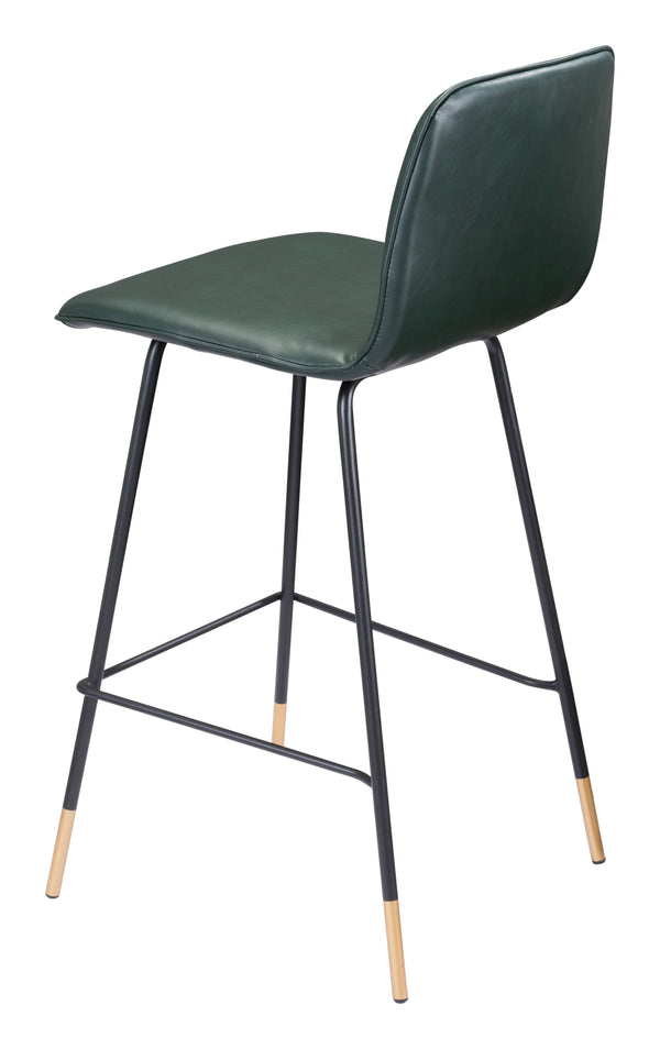 Zuo Modern Var 100% Polyurethane, Plywood, Steel Modern Commercial Grade Counter Stool Green, Black, Gold 100% Polyurethane, Plywood, Steel