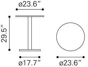 Zuo Modern Alto MDF, Steel Modern Commercial Grade Bistro Table White, Black MDF, Steel