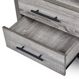 Hulbert Modern Industrial 6 Shelf Multi-Functional Cabinet, Brown Oak and Black Noble House