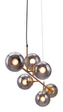 Zuo Modern Gisela Steel, Glass Modern Commercial Grade Ceiling Lamp Brass, Black Steel, Glass